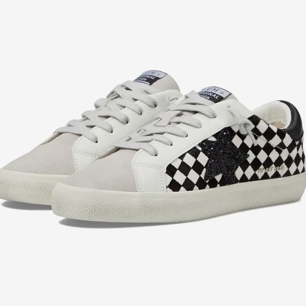 Vintage Havana White Black Checkered Star Sneakers